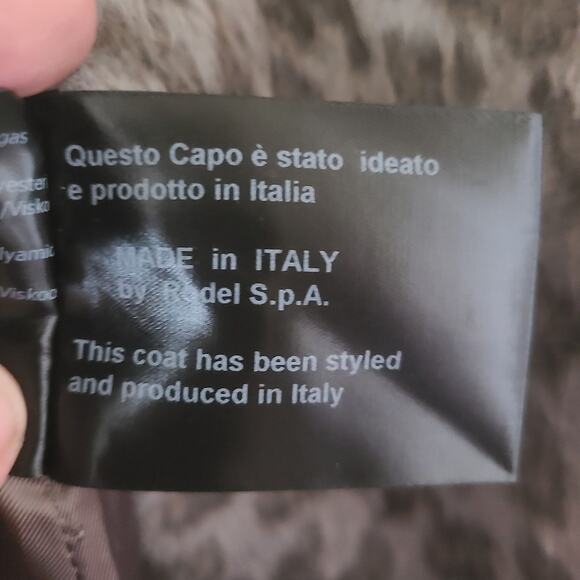 Cinzia Rocca Icon Gray Leopard Slant Pockets Crossover Collar Coat US 18  0 - Picture 15 of 15